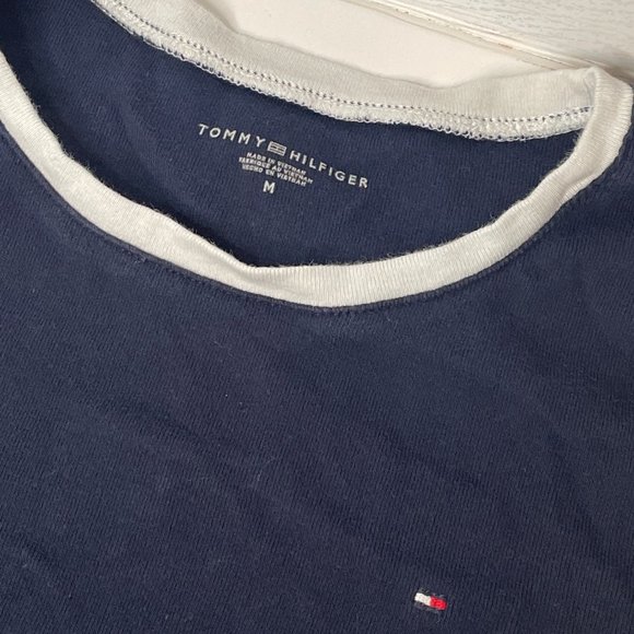 Tommy Hilfiger Navy Blue White Crewneck T-Shirt Womens Medium - Picture 2 of 3